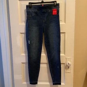 Spanx Distressed Denim Leggings, Size Medium